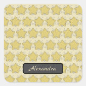 Yellow Star Applique Patchwork Vierkante Sticker (Voorkant)