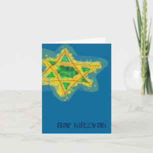 Yellow Star Bar Mitzvah Card Kaart