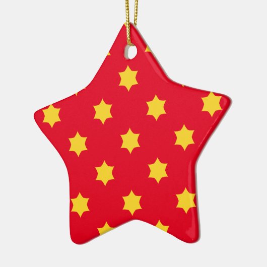 Yellow Star Pattern Keramisch Ornament (Links)