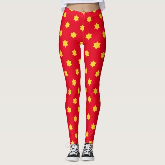 Yellow Star Pattern Leggings (Voorkant)