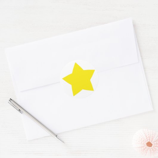 Yellow Star Ronde Sticker (Envelop)
