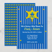 Yellow Stars and Pacifier Baby Boy Shower Kaart (Voorkant / Achterkant)