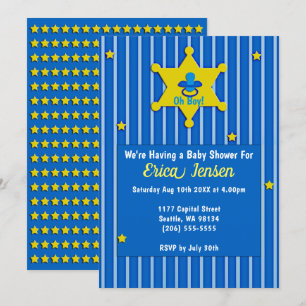 Yellow Stars and Pacifier Baby Boy Shower Kaart