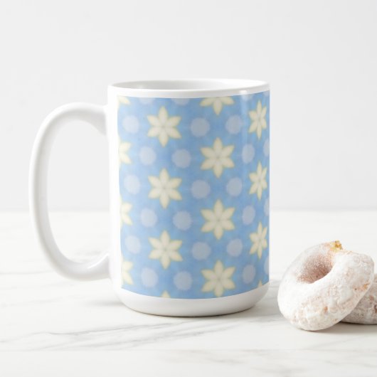 Yellow Stars on Blue design coffee mug Koffiemok (Met donut)