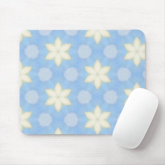 Yellow stars on blue geometric pattern mousepad muismat (Met muis)
