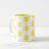 Yellow Stars Pattern Tweekleurige Koffiemok (Voorkant links)