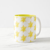 Yellow Stars Pattern Tweekleurige Koffiemok (Voorkant rechts)