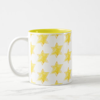 Yellow Stars Pattern Tweekleurige Koffiemok