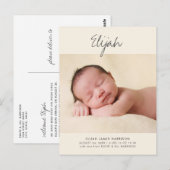 Yellow Statement Name 1-Photo Birth Announement Briefkaart (Voorkant / Achterkant)