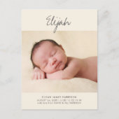 Yellow Statement Name 1-Photo Birth Announement Briefkaart (Voorkant)