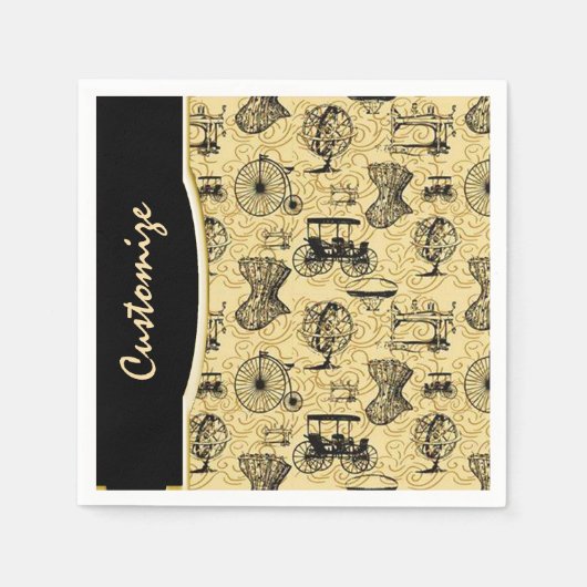Yellow Steampunk Pattern Napkins Servetten (Voorkant)