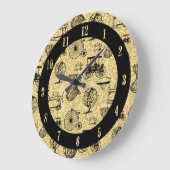 Yellow Steampunk Pattern Wall klok (Hoek)