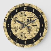 Yellow Steampunk Pattern Wall klok (Voorkant)