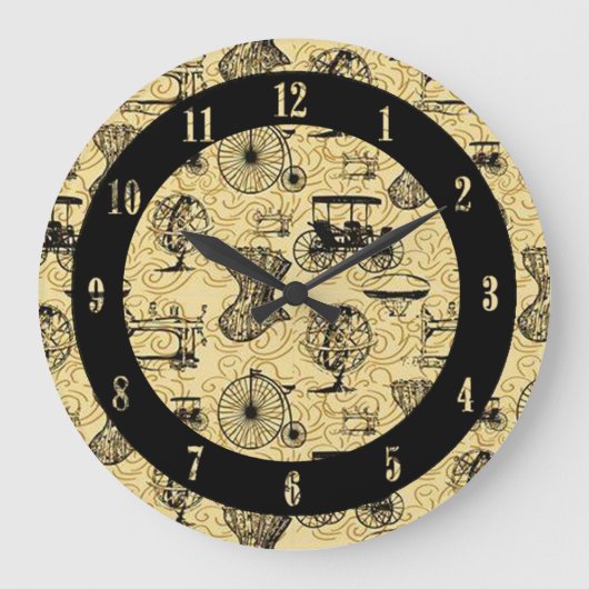 Yellow Steampunk Pattern Wall klok (Voorkant)