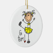 Yellow Stick Figuur Cheerleader T-shirts en cadeau Keramisch Ornament (Rechts)