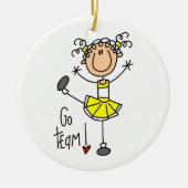 Yellow Stick Figuur Cheerleader T-shirts en cadeau Keramisch Ornament (Voorkant)