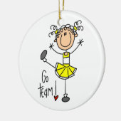 Yellow Stick Figuur Cheerleader T-shirts en cadeau Keramisch Ornament (Links)