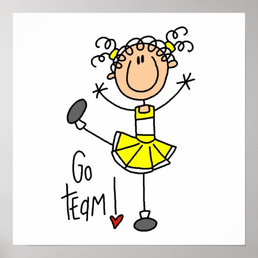 Yellow Stick Figuur Cheerleader T-shirts en cadeau Poster (Voorkant)