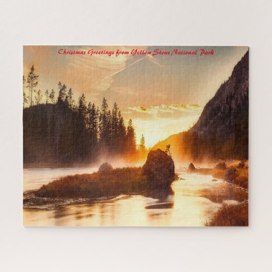 Yellow Stone National Park .Kerstgroeten Legpuzzel (Horizontaal)