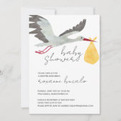 Yellow Stork Baby shower Invitation Kaart (Voorkant)