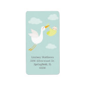Yellow Stork Bundle Baby shower retouradres Etiket (Voorkant)
