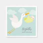 Yellow Stork Bundle Genderneutraal Baby shower Servet (Voorkant)