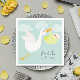 Yellow Stork Bundle Genderneutraal Baby shower Servet