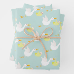 Yellow Stork Unisex Baby shower Inpakpapier Vel