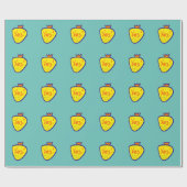 Yellow strawberry cadeaupapier (Vlak)