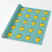 Yellow strawberry cadeaupapier (Uitgerold)