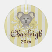 Yellow Stripe Cute Baby Koala Kinder Glas Ornament (Voorkant)