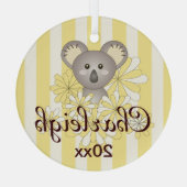 Yellow Stripe Cute Baby Koala Kinder Glas Ornament (Achterkant)