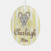 Yellow Stripe Cute Baby Koala Kinder Glas Ornament (Voorkant links)