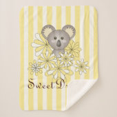 Yellow Stripe Cute Baby Koala Kinder Sherpa Deken (Voorkant)