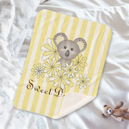 Yellow Stripe Cute Baby Koala Kinder Sherpa Deken