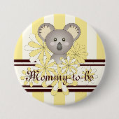 Yellow Stripe Cute Koala Baby shower mammie-to-be Ronde Button 7,6 Cm (Voorkant)