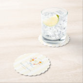 Yellow Stripe Floral Crest Monogram Spring Wedding Kartonnen Onderzetters (Insitu)