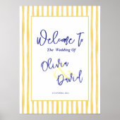 Yellow Stripe Hand Drawn Welcome Wedding  Poster (Voorkant)