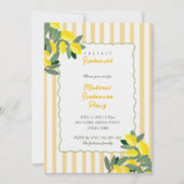 Yellow Stripe Lemon Graduation Party Invitation Kaart (Voorkant)