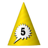 Yellow Stripe Speech Bubble Superhero Thema Feesthoedjes (Voorkant)