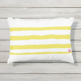 Yellow stripes and a pink crown Accent Pillow Buitenkussen