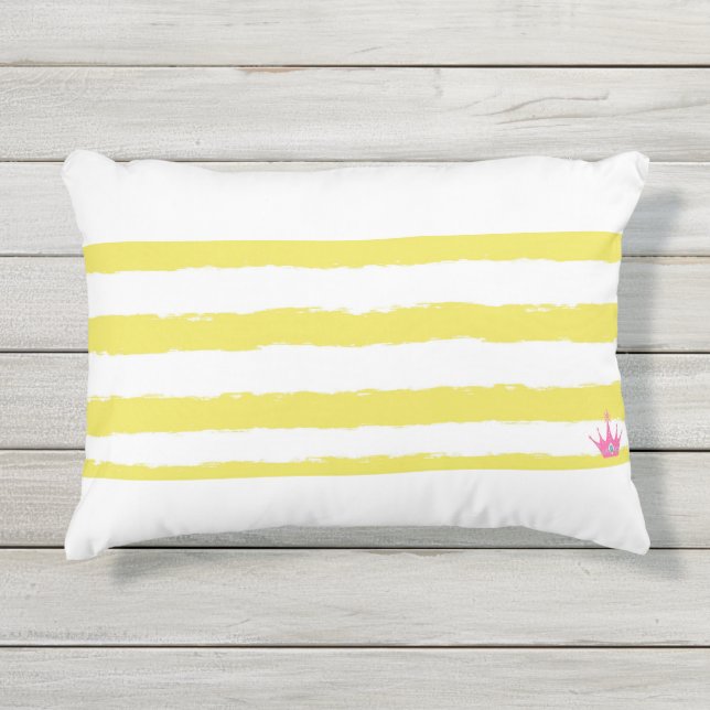 Yellow stripes and a pink crown Accent Pillow Buitenkussen (Voorkant)