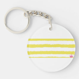 Yellow stripes and a pink crown Acrylic Keychain