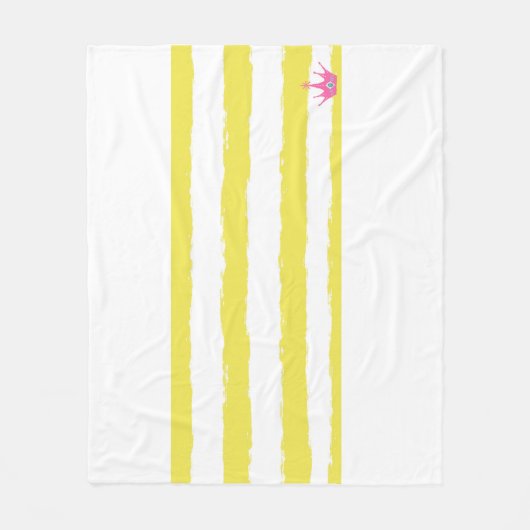Yellow stripes and a pink crown Fleece Blanket (Voorkant)
