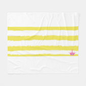 Yellow stripes and a pink crown Fleece Blanket (Voorkant (Horizontaal))