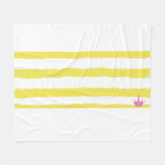 Yellow stripes and a pink crown Fleece Blanket (Voorkant (Horizontaal))