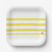 Yellow stripes and a pink crown Paper Plate Papieren Bordje (Voorkant)