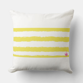 Yellow stripes and a pink crown Throw Pillow Kussen