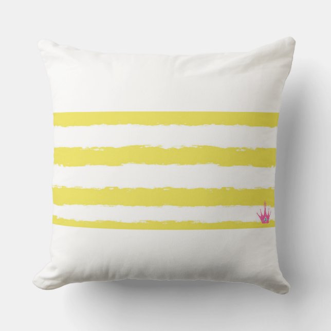 Yellow stripes and a pink crown Throw Pillow Kussen (Voorkant)