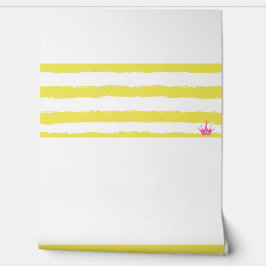 Yellow stripes and a pink crown Wallpaper Behang